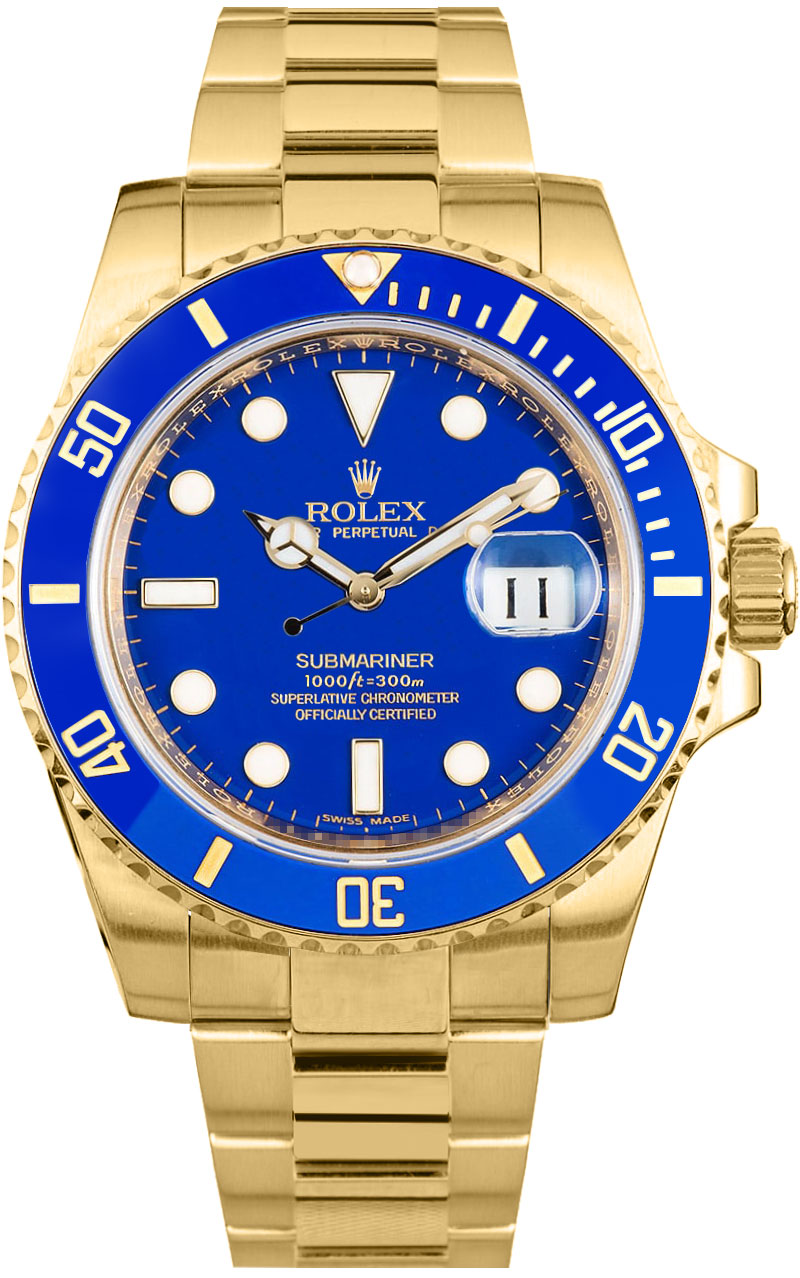 Rolex Submariner Watches Mens Blue Self winding Automatic 16618-BLU Watch