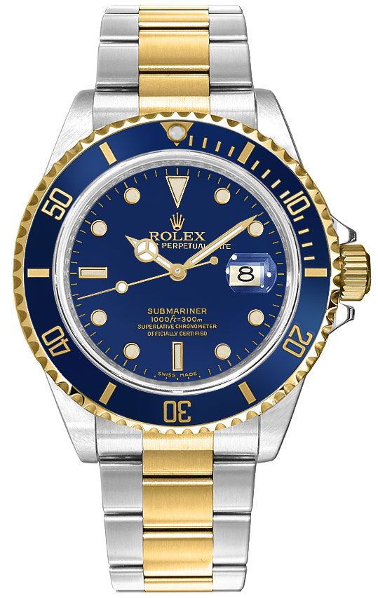 Rolex Submariner Watches Mens Blue Self winding Automatic 16613LB Watch