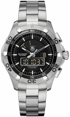 Tag Heuer Aquaracer Watches Mens Digital & Analog Black Battery Operated Quartz CAF1010-BA0821 Watch