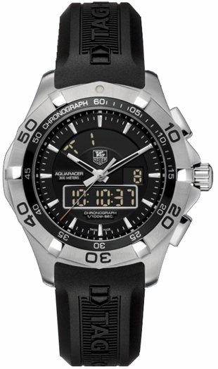 Tag Heuer Aquaracer Watches Mens Digital & Analog Black Battery Operated Quartz CAF1010-FT8011 Watch