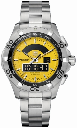 Tag Heuer Aquaracer Watches Mens Digital & Analog Yellow Battery Operated Quartz CAF1011.BA0821 Watch