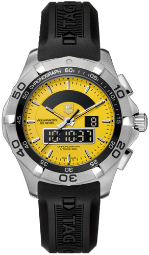 Tag Heuer Aquaracer Watches Mens Digital & Analog Yellow Battery Operated Quartz CAF1011-FT8011 Watch