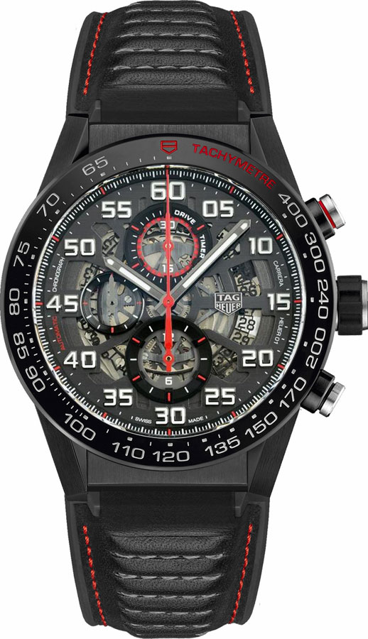 Tag Heuer Carrera Watches Mens Skeleton Opalin Black Self winding Automatic CAR2A1H.FT6101 Watch