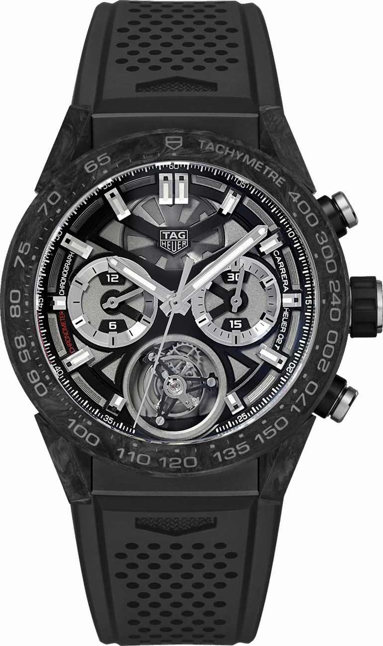 Tag Heuer Carrera Watches Mens Skeleton Opalin Black Self winding Automatic Chronometer CAR5A8W.FT6071 Watch
