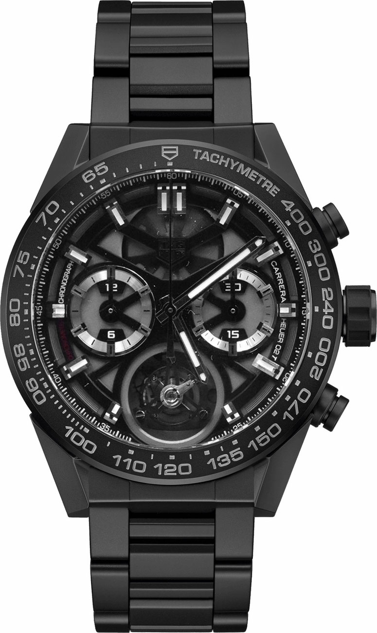 Tag Heuer Carrera Watches Mens Skeleton Opalin Black Self winding Automatic Chronometer CAR5A90.BH0742 Watch
