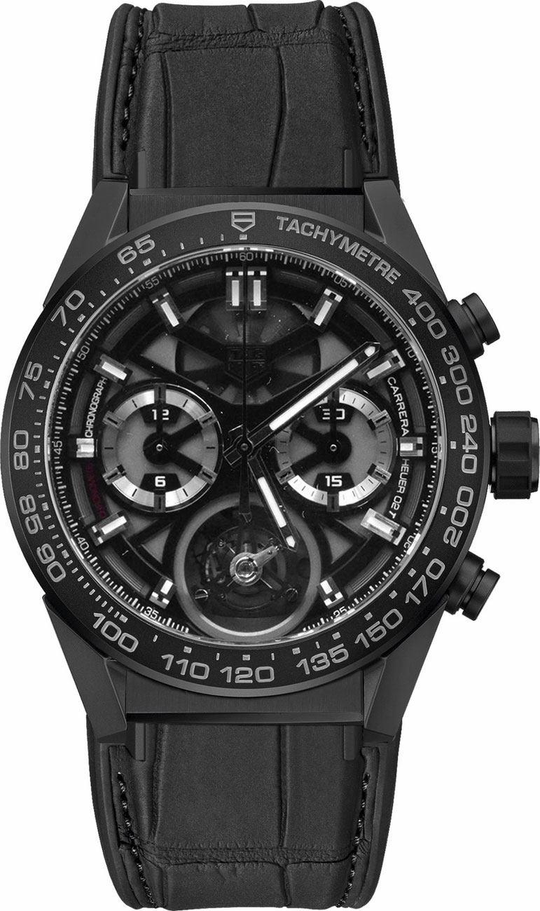 Tag Heuer Carrera Watches Mens Skeleton Opalin Black Self winding Automatic Chronometer CAR5A90.FC6415 Watch