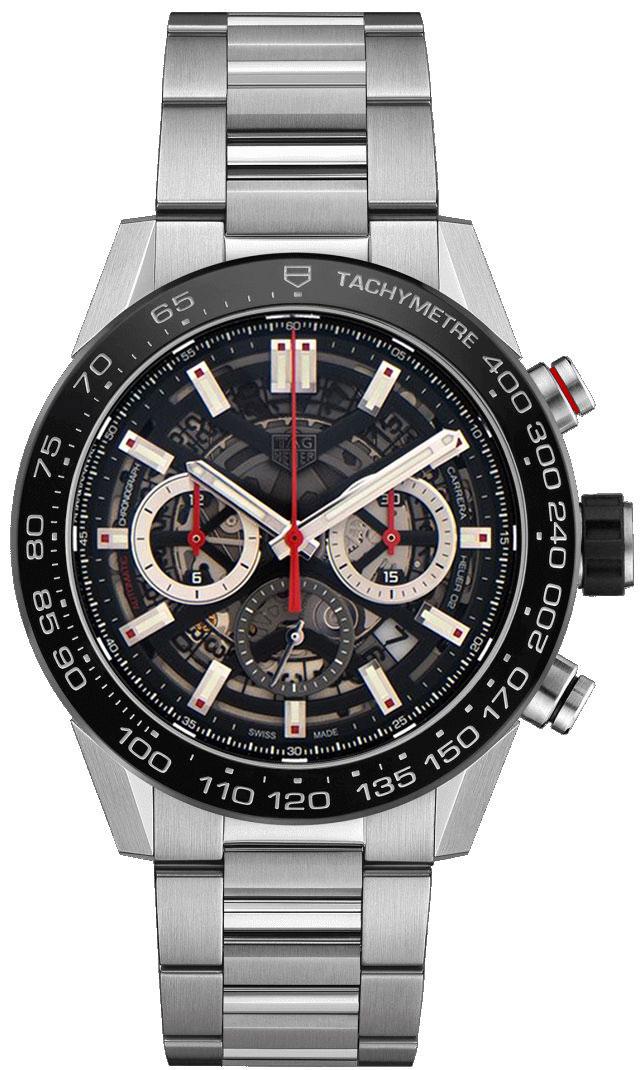 Tag Heuer Carrera Watches Mens Black Skeleton Self winding Automatic CBG2A10.BA0654 Watch