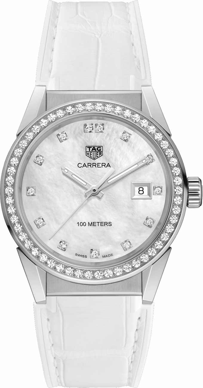 Tag Heuer Carrera Watches Ladies Mother of Pearl White Battery Operated Quartz WBG1315.FC6412 Watch