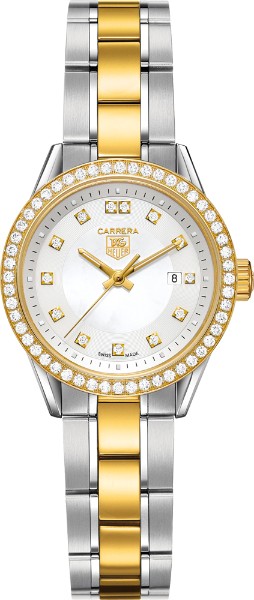Tag Heuer Carrera Watches Ladies Mother of Pearl White Dial Set with Diamonds Battery Operated Quartz WV1451-BD0797 Watch