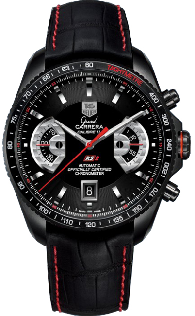 Tag Heuer Grand Carrera Watches Mens Black Self winding Automatic Chronometer CAV518B-FC6237 Watch
