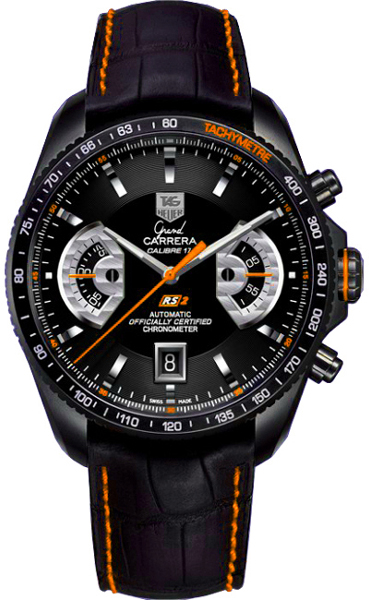 Tag Heuer Grand Carrera Watches Mens Black Self winding Automatic Chronometer CAV518K-FC6268 Watch