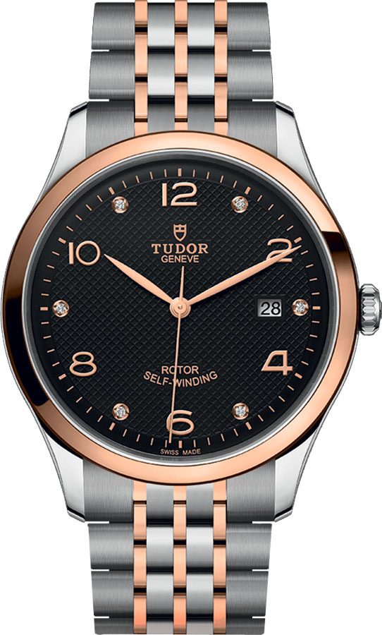 Tudor 1926 Watches Mens Embossed Black Dial Set with Diamonds Self winding Automatic M91651-0004 Watch