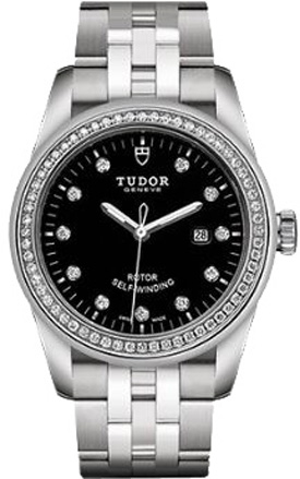 Tudor Classic Line Watches Ladies Black Dial Set with Diamonds Self winding Automatic M53020-0007 Watch