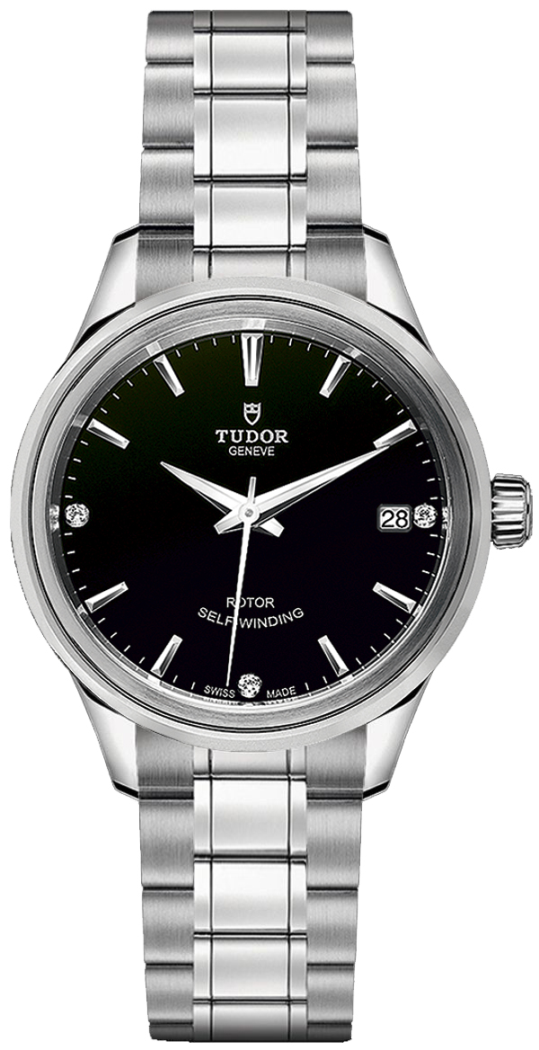 Tudor Classic Line Watches Ladies Black Dial Set with Diamonds Self winding Automatic M12300-0004 Watch