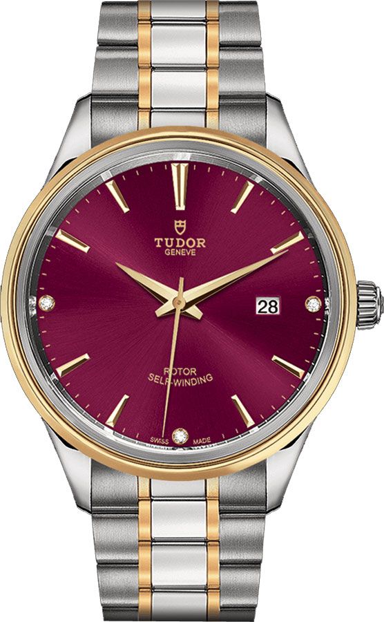 Tudor Classic Line Watches  Lacquered Burgundy Red Dial Set with Diamonds Self winding Automatic M12703-0015 Watch