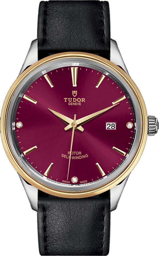 Tudor Classic Line Watches  Lacquered Burgundy Red Dial Set with Diamonds Self winding Automatic M12703-0016 Watch