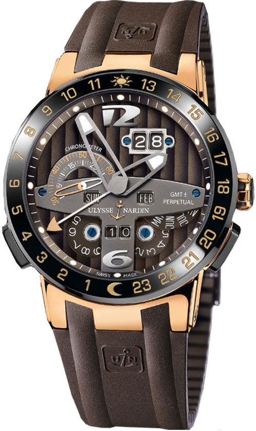 Ulysse Nardin Functional Watches Mens Brown Self winding Automatic Chronometer 322-00-3 Watch