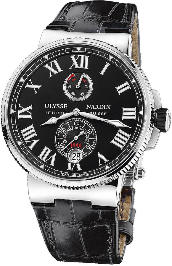 Ulysse Nardin Marine Watches Mens Black Self winding Automatic Chronometer 1183-122-42-V2 Watch