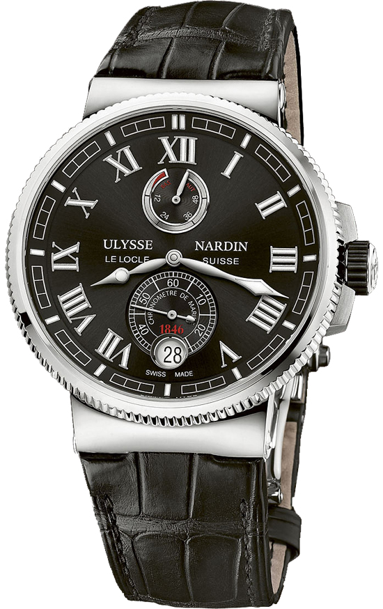 Ulysse Nardin Marine Watches Mens Black Self winding Automatic Chronometer 1183-126-42 Watch
