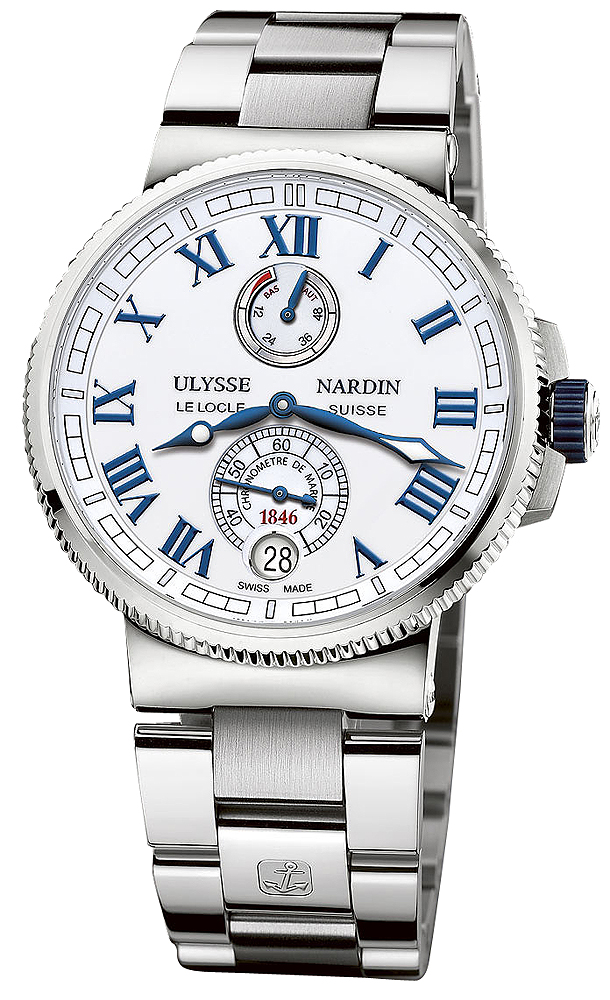 Ulysse Nardin Marine Watches Mens White Self winding Automatic Chronometer 1183-126-7M-40 Watch