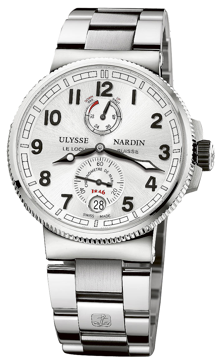 Ulysse Nardin Marine Watches Mens Silver Self winding Automatic Chronometer 1183-126-7M-61 Watch