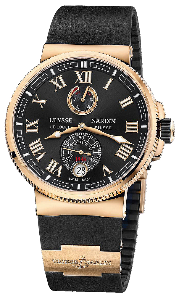 Ulysse Nardin Marine Watches Mens Black Self winding Automatic Chronometer 1186-126-3-42 Watch