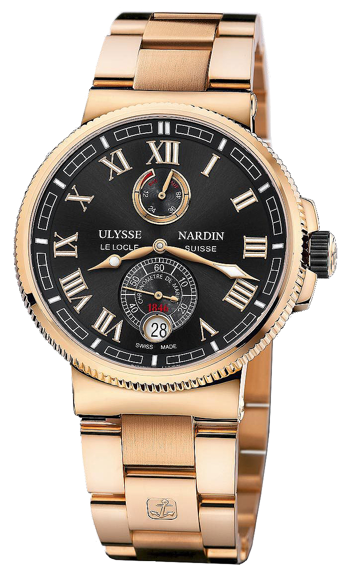 Ulysse Nardin Marine Watches Mens Black Self winding Automatic Chronometer 1186-126-8M-42 Watch