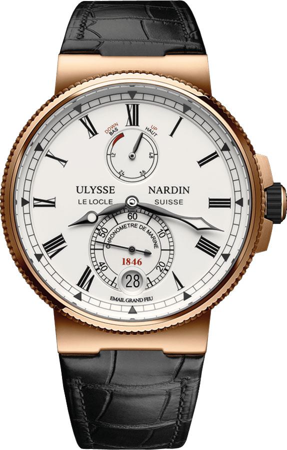 Ulysse Nardin Marine Watches Mens Enamel White Self winding Automatic Chronometer 1186-126-E0 Watch