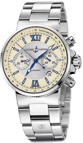 Ulysse Nardin Marine Watches Mens Ivory Self winding Automatic 353-66-7-314 Watch