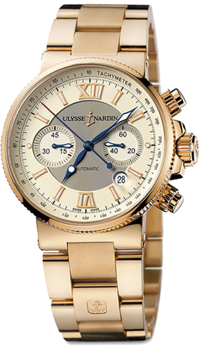 Ulysse Nardin Marine Watches Mens Ivory Self winding Automatic 356-66-8-354 Watch