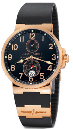 Ulysse Nardin Marine Watches Mens Black Self winding Automatic Chronometer 266-66-3-62 Watch