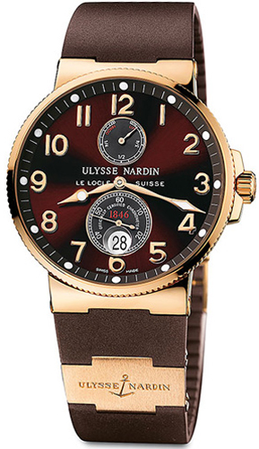 Ulysse Nardin Marine Watches Mens Brown Self winding Automatic Chronometer 266-66-3-625 Watch