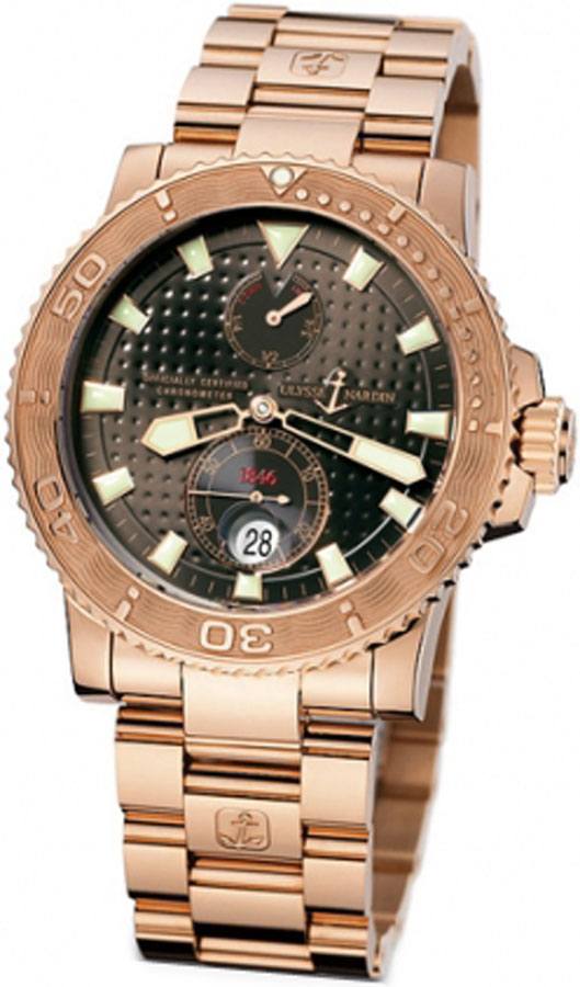Ulysse Nardin Marine Watches Mens Brown Self winding Automatic Chronometer 266-33-8-925 Watch
