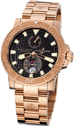 Ulysse Nardin Marine Watches Mens Black Self winding Automatic Chronometer 266-34-8-92 Watch