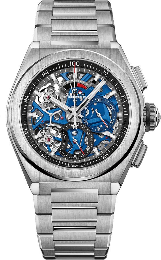 Zenith Defy El Primero 21 Watches Mens Openworked Blue Skeleton Self winding Automatic Chronometer 95-9002-9004-78-M9000 Watch