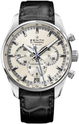 Zenith 2010 El Primero Collection Watches Mens Silver Self winding Automatic Chronometer 03-2040-400-01-C496 Watch