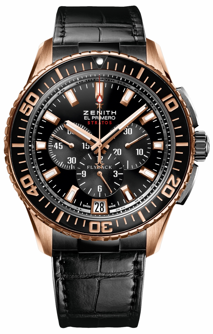 Zenith El Primero Stratos Flyback Watches Mens Black Self winding Automatic Chronometer 86-2060-405-23-C714 Watch