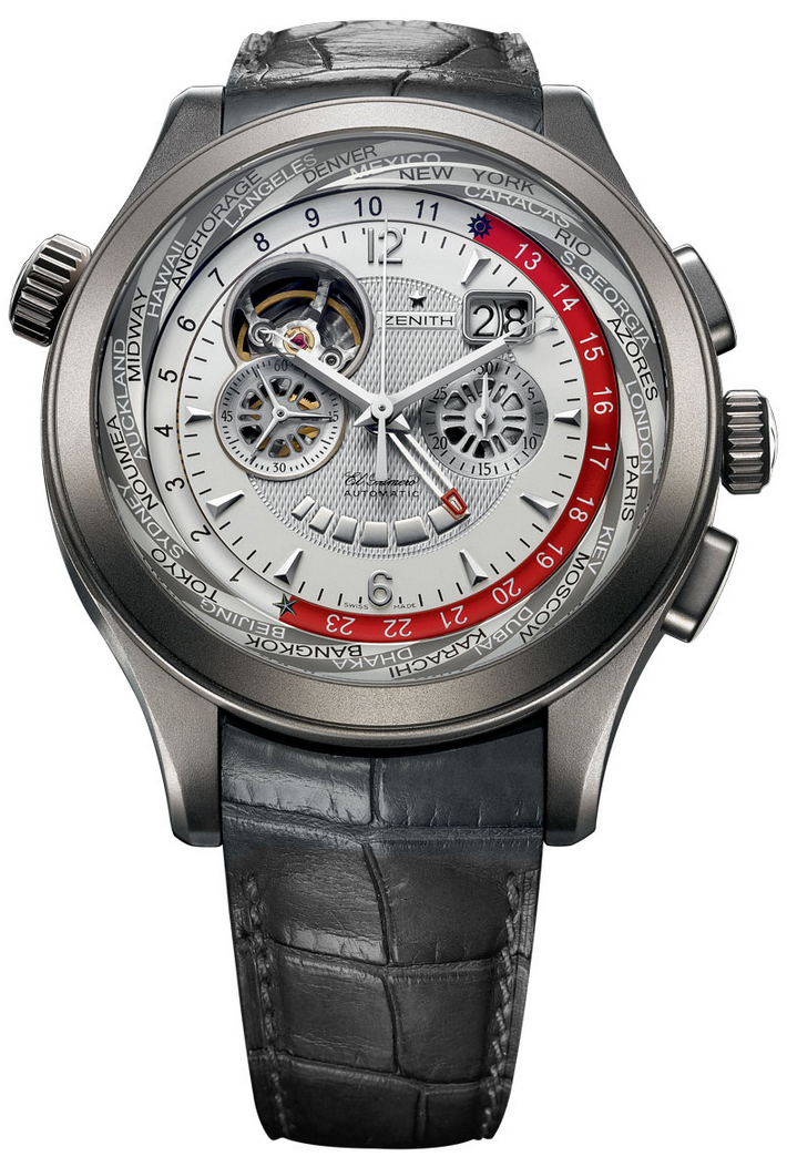 Zenith Class Traveler Open El Primero Multicity Watches Mens Skeleton Self winding Automatic Chronometer 95-0520-4037-03-C680 Watch