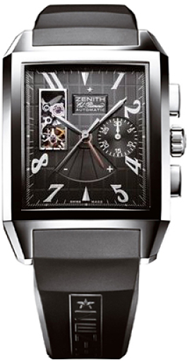 Zenith Port Royal Rectangle Open Watches Mens Black Self winding Automatic Chronometer 03-0550-4021-21-R512 Watch